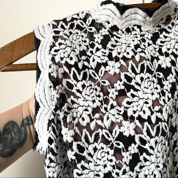 Vintage Y2K 90s French All Lace Bodysuit High Neck Lingerie Teddy Onesie Top - Picture 9 of 12